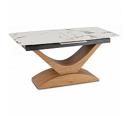 Stôl ALICANTE Keramický Rozkladací 160-200 cm Biely Mramor/Dub