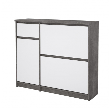 Botník SIMPLICITY 206, Betón/Biely lesk