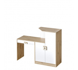 NIKOS 11 - Písací stôl s komodou (NICO 11) - biely/svetlý dub - úchytka svetlý dub (DO) (K150-Z)