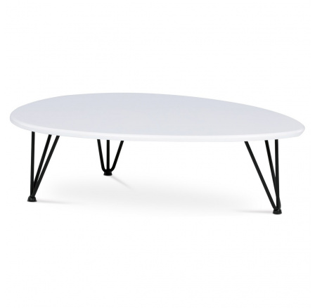 Konferenčný stôl, vrchná doska z MDF, biely mat, čierny kov