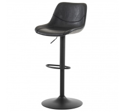 Barová stolička, čierna ekokoža, čierny kov