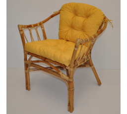 Ratanové kreslo Subaliu - vankúš žlté odlesky