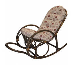 Ratanové hojdacie kreslo Jenaira hnedé polster motív červené srdcia