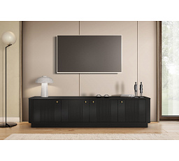 VESPER RTV 187 4D - čierny MDF / čierny MDF / zlaté úchyty / sokel