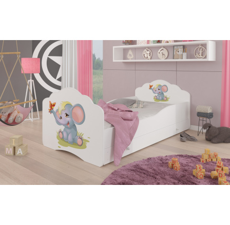 Posteľ s matracom a zásuvkou CASIMO ELEPHANT 160x80 Biela