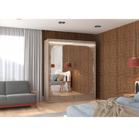 Posuvná skriňa so zrkadlom a LED osvetlením ARIZONA 180 Truffle+Truffle