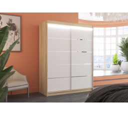 Posuvná skriňa s LED osvetlením LUFT 150 Sonoma+Biela