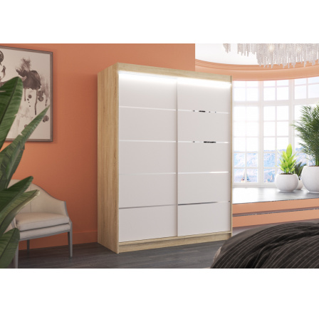 Posuvná skriňa s LED osvetlením LUFT 150 Sonoma+Biela