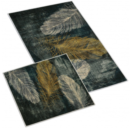 Kúpeľňová sada predložiek 3D 60x100+60x50cm bez výrezu pierko