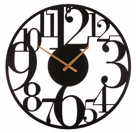 Hodiny nástěnné - pr. 60 cm, kovové, velké číslice, černé Hodiny nástěnné - pr. 60 cm, kovové, velké číslice, černé