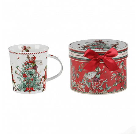 Hrnek porcelánový - 320 ml, dárkové balení, vánoční stromeček a skřítci Hrnek porcelánový - 320 ml, dárkové balení, vánoční stromeček a skřítci