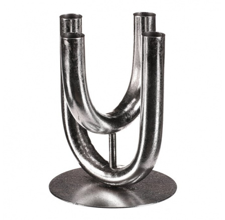 Svícen kovový - čtyřramenný, na kónické svíčky, stříbrný Svícen kovový - čtyřramenný, na kónické svíčky, stříbrný