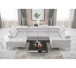 Rohová sedacia súprava TOSCANIA MAX I 170x350x185 cm - biela eko koža, pravá
