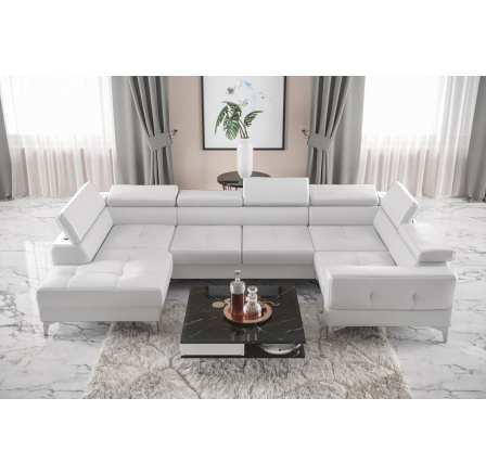 Rohová sedacia súprava TOSCANIA MAX I 170x350x185 cm - biela eko koža, pravá