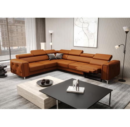 Rohová Kožená sedacia súprava s funkciou, relax ORION I 325x255 cm - ľavá, oranžová Rohová Kožená sedacia súprava s funkciou, relax ORION I 325x255 cm - ľavá, oranžová