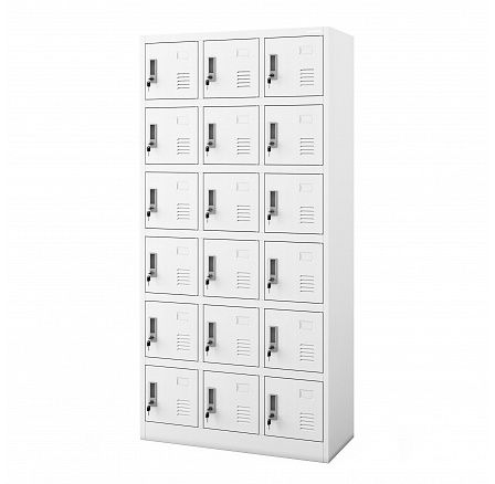 Biela zamestnanecká skrinka s priehradkami: KAROL, 900 x 1850 x 400 mm Biela zamestnanecká skrinka s priehradkami: KAROL, 900 x 1850 x 400 mm