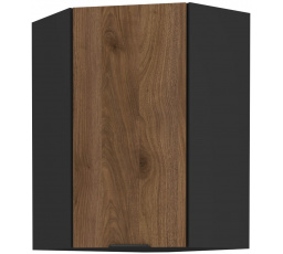 Horná rohová skrinka MONZA - 60x60 GN-90 1F (45°), Čierna mat/Orech