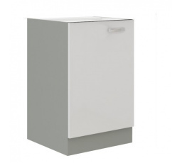 Kuchynská dolná skrinka BOLZANO 40 D 1F BB, Biely lesk/Sivá