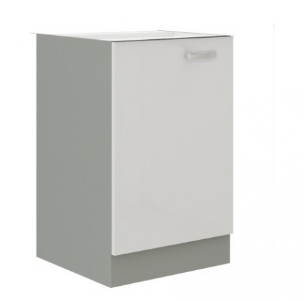 Kuchynská dolná skrinka BOLZANO 40 D 1F BB, Biely lesk/Sivá