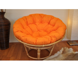 Ratanový papasan 110 cm medový vankúš oranžové zvýraznenia