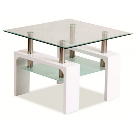 Konferenčný stôl LISA D TRANSP./biely lak 60x60x45