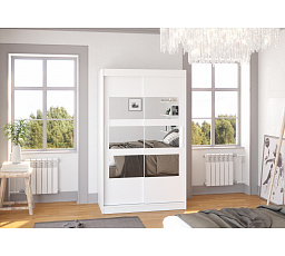 Šatní skriňa s posuvnými dverami a zrkadlom KOLORADO 120 Biela+Biela