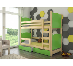 Dvojlôžková poschodová posteľ s matracmi MARABA Pine+Green