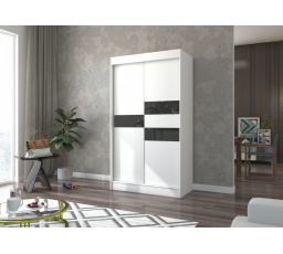 Posuvná skriňa s lacobelom BATIA 120 Biela+Čierny Lacobel