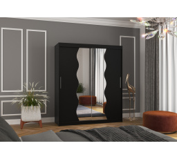 Šatní skriňa s posuvnými dverami a zrkadlom KANSAS 180 Čierna+Čierna