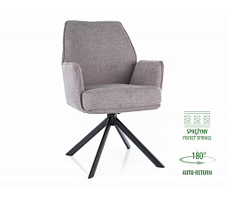 Jedálenská otočná stolička HUGO BREGO s pružinovým sedákom, Sivá 07/Čierna