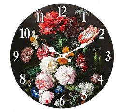 Hodiny nástěnné - pr. 34 cm, MDF, květinový motiv