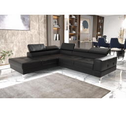Rohová sedacia súprava TOSCANIA II priemer 30x250 - čierna eko koža, ľavá