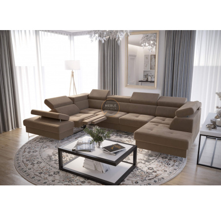 Rohová sedacia súprava GALAXY MAX II, relax s funkciou spania 215x350x170 - béžová, ľavá Rohová sedacia súprava GALAXY MAX II, relax s funkciou spania 215x350x170 - béžová, ľavá