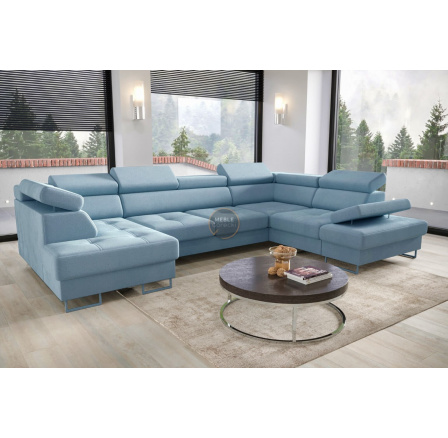 Rohová sedacia súprava GALAXY MAX II s funkciou spania 210x350x165 - modrá, pravá Rohová sedacia súprava GALAXY MAX II s funkciou spania 210x350x165 - modrá, pravá
