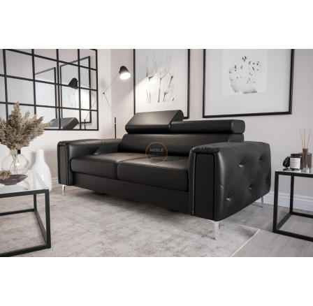 Sofa ORION II 185 cm prírodná koža - čierna koža