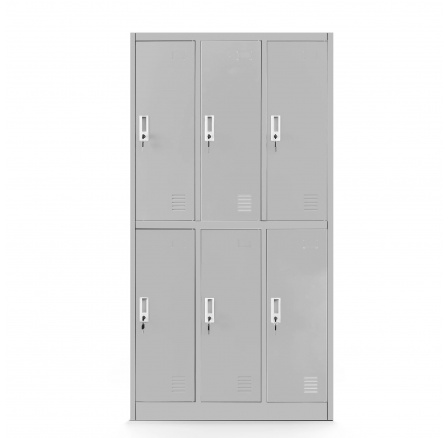 Školská skrinka BHP šedá: 6-komorová IGOREK, 900 x 1500 x 450 mm