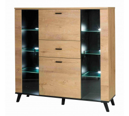 Vitrína JOCKER R3, Dub lefkas/Čierna