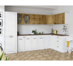 Rohová kuchyňa Simea artisan/biela MAT