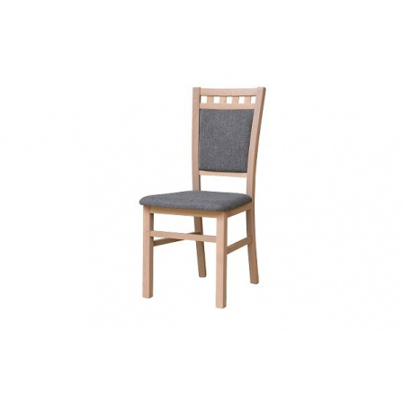 DENIS new (LOTOS) -Jedálenská stolička - bukové drevo morené DUB SONOMA(bardolino)/ látka GREY SS21, kolekcia "FN" (K150)NEW FABRIC