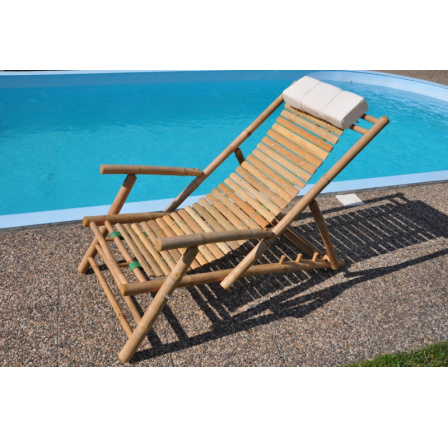 Bambusové ležadlo prírodné s opierkou hlavy