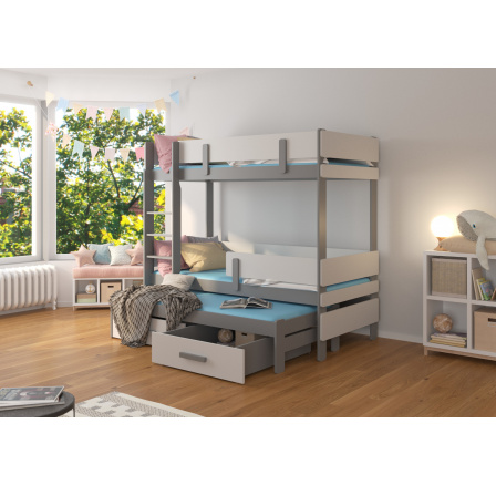 Trojlôžková poschodová posteľ ETAPO 200x90 Sivá+Sivá Trojlôžková poschodová posteľ ETAPO 200x90 Sivá+Sivá