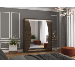 Posuvná skriňa so zrkadlom a LED osvetlením DOLORES 180 Choco+Choco