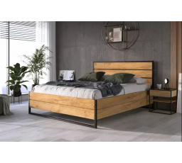 Posteľ LOFT bez matraca, 180x200 cm, Dub/Čierna