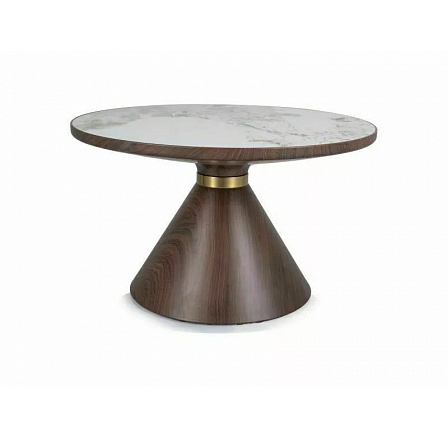 Konferenčný stôl NAPA A, Efekt bieleho mramoru/Hnedá/Zlatá