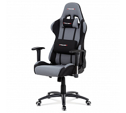 Herné kreslo ERACER, sivočierny látkový poťah, hojdací mechanizmus, operadlo 90°-180