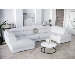 Rohová sedacia súprava ROYAL MAX I 210x375x185 - biela eko koža, pravá