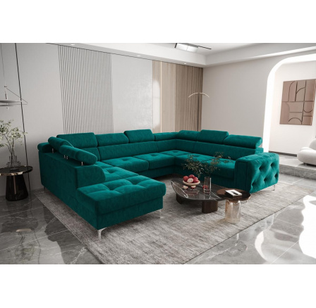 Rohová sedacia súprava ORION MAX I s funkciou spania 225X350X255 cm - tyrkysová, pravá Rohová sedacia súprava ORION MAX I s funkciou spania 225X350X255 cm - tyrkysová, pravá