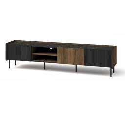 TV komoda PRESTIGO - P8, Warmia Walnut/San Sebastian/čierny mat