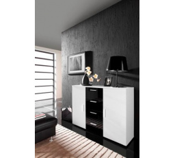 Komoda UNI, biela/čierna