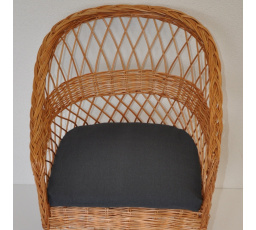 Vankúš na kreslo z vŕbového prútia - tmavosivá látka